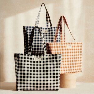 Sezane Vichy Tote Bag - Black & White